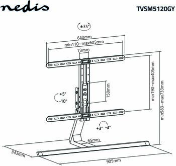 Nedis fótur fyrir sjónvarp 37"-75"