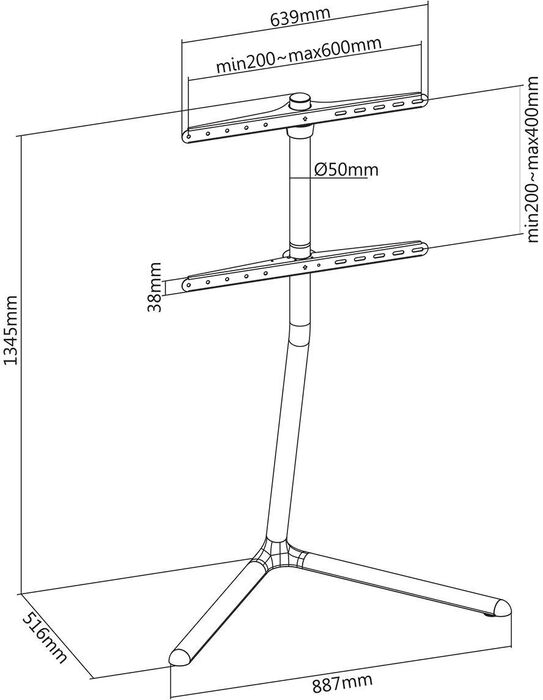 Nedis fótur fyrir sjónvarp 49"-70"