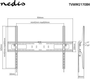 Nedis veggfesting fyrir sjónvarp -  60" - 100"