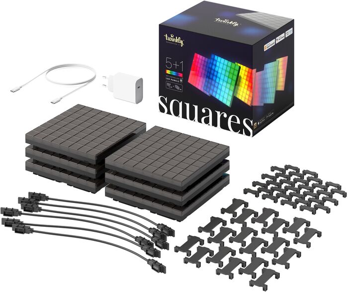 Twinkly Squares RGB snjallpanelar - 6 stk 
