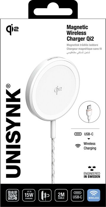 Unisynk Qi2 þráðlaust hleðslutæki - Hvítt