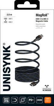 Unisynk Magroll 240W USB-C í USB-C snúra - 2 metrar