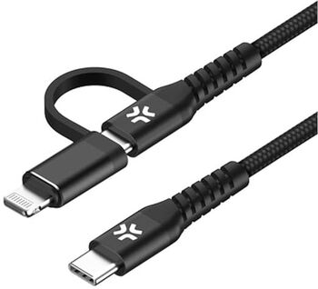 Celly USB-C í USB-C snúra + Lightning - 1 metri