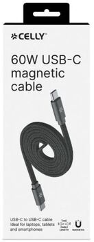 Celly segulmögnuð 60W USB-C í USB-C snúra - 1 meter