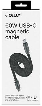 Celly segulmögnuð 60W USB-C Í USB-C snúra - 2 metrar
