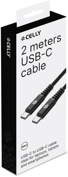 Celly USB-C í USB-C snúra - 2 metrar