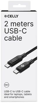 Celly USB-C í USB-C snúra með LED - 2 metrar