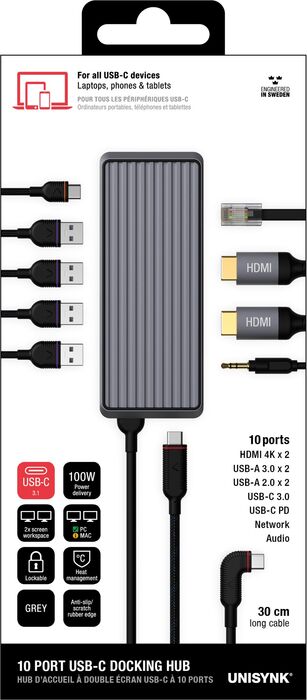 Unisynk USB-C tengikví - 10 tengi
