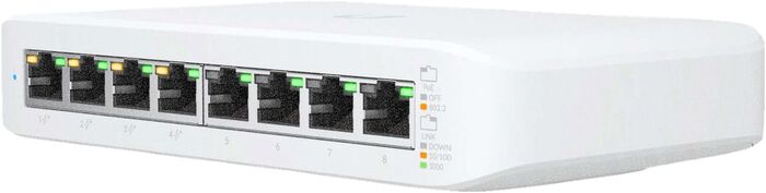 Ubiquiti UniFi Switch Lite 8 tengja netskiptir - Hvítur