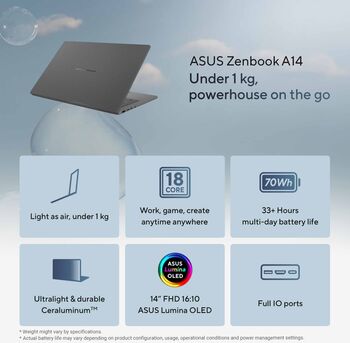 Asus Zenbook A14 SDX2E/32/1TB/OLED Copilot+ 14" fartölva