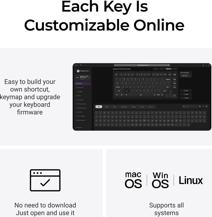 Keychron V1 Ultra þráðlaust lyklaborð - Rauðir rofar