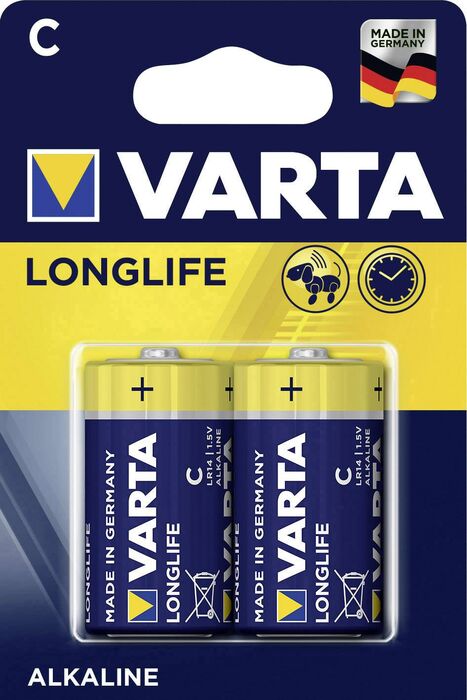 Varta C rafhlöður (LongLife) - 2 stk
