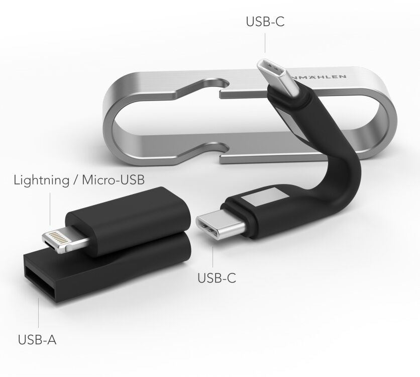 Vonmählen High Five Câble USB USB A USB C/Micro-USB B/Lightning Noir