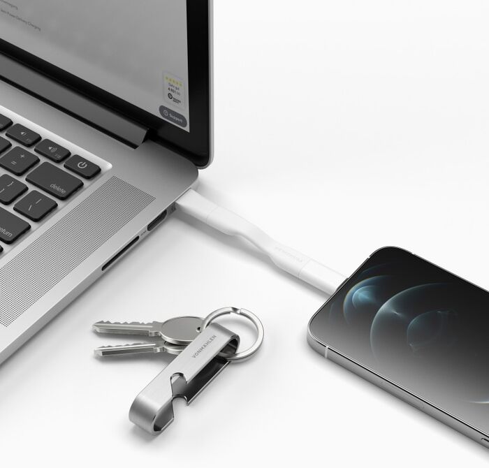 Vonmählen High Six AIO USB snúra og flöskuopnari - Hvít/Stál