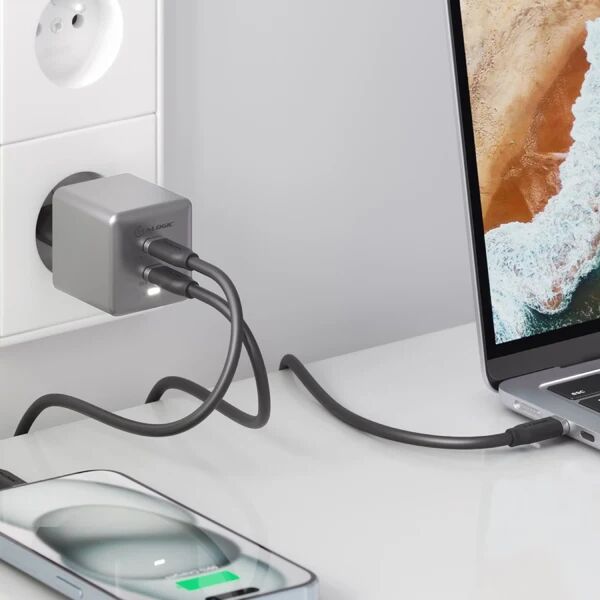 Alogic 45 W 2x USB-C hleðslukló - Grá
