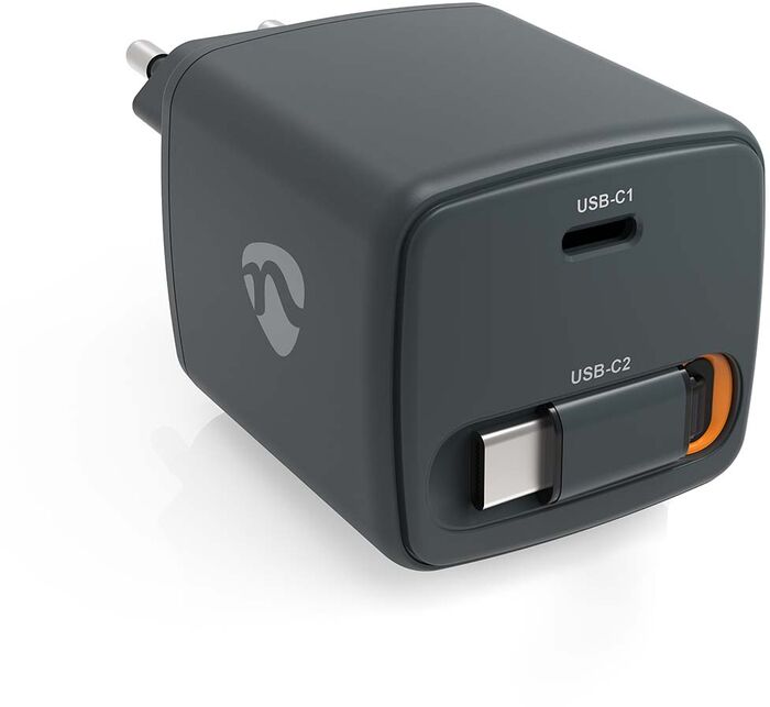 Nedis 30 W hleðslukló með útdraganlegri USB-C snúru - Svört