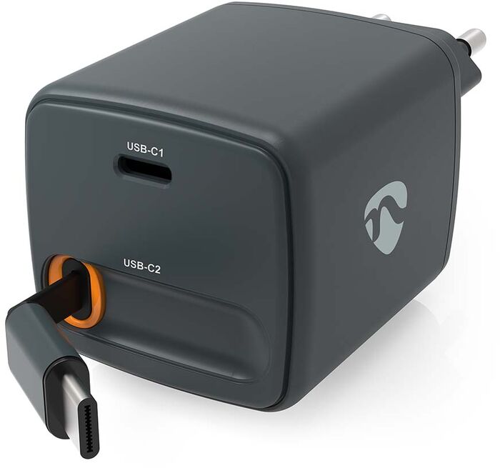 Nedis 30 W hleðslukló með útdraganlegri USB-C snúru - Svört