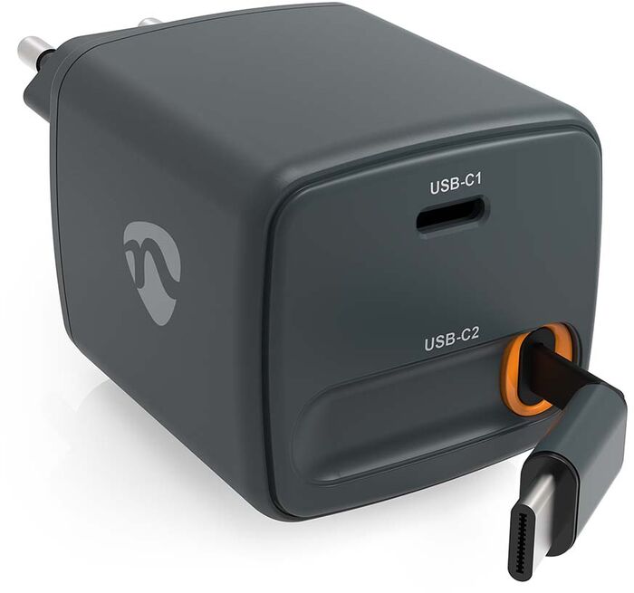 Nedis 30 W hleðslukló með útdraganlegri USB-C snúru - Svört