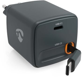 Nedis 30 W hleðslukló með útdraganlegri USB-C snúru - Svört