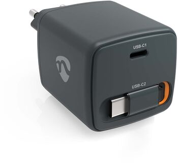 Nedis 65 W hleðslukló með útdraganlegri USB-C snúru - Svört