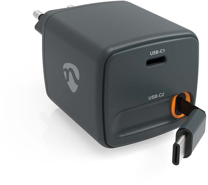 Nedis 65 W hleðslukló með útdraganlegri USB-C snúru - Svört