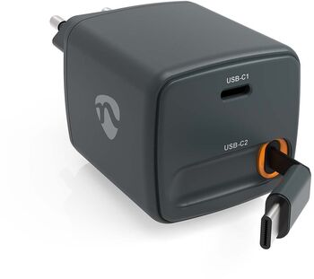 Nedis 65 W hleðslukló með útdraganlegri USB-C snúru - Svört