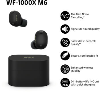 Sony WF-1000XM6 heyrnartól - Svört