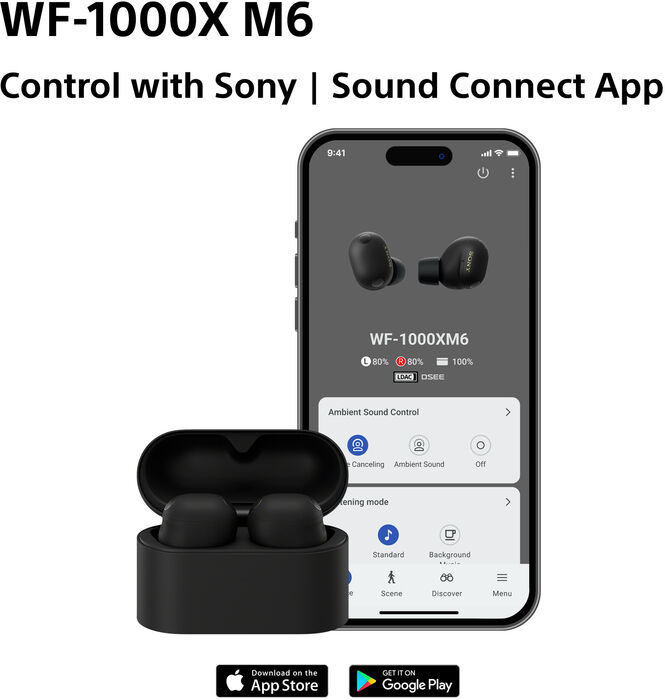 Sony WF-1000XM6 heyrnartól - Svört