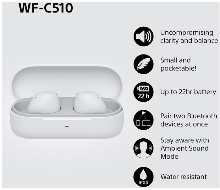 Sony WF-C510 þráðlaus heyrnartól - Hvít
