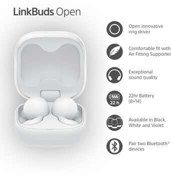 Sony LinkBuds Open þráðlaus heyrnartól - Hvít