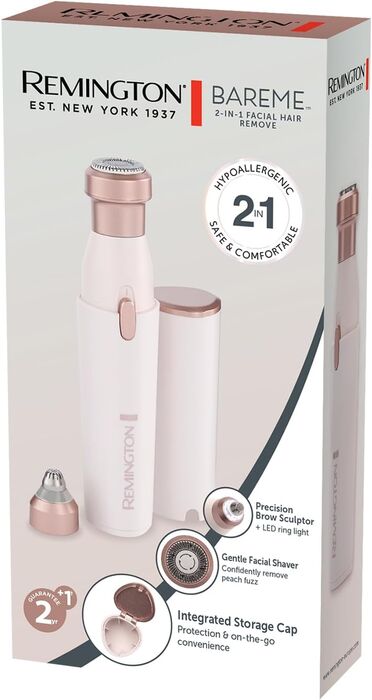 Remington BareMe 2-í-1 andlitsrakvél - Bleik