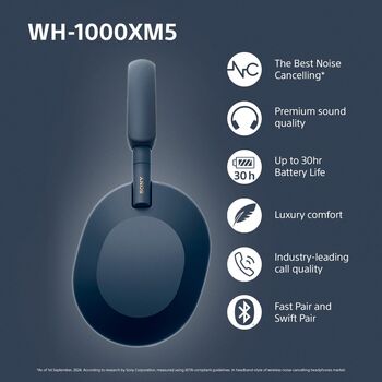 Sony WH-1000XM5 þráðlaus heyrnartól - Blá