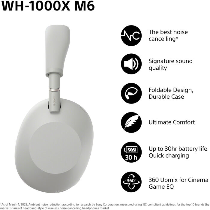 Product image not available for Sony WH-1000XM6 þráðlaus heyrnartól - Silfur
