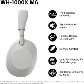 Product image not available for Sony WH-1000XM6 þráðlaus heyrnartól - Silfur