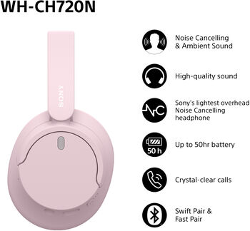Sony WH-CH720N þráðlaus heyrnartól - Bleik