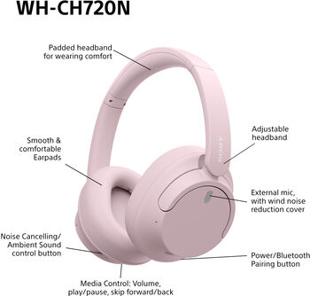 Sony WH-CH720N þráðlaus heyrnartól - Bleik