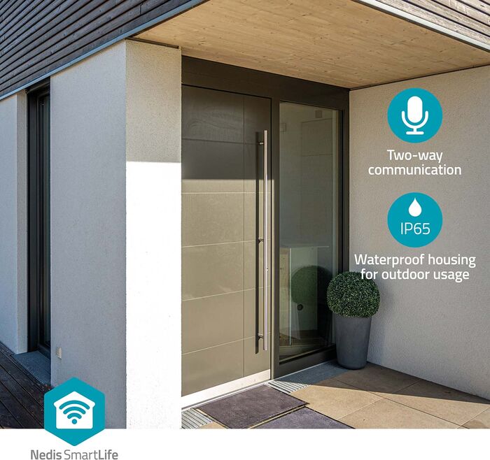 Nedis útiöryggismyndavél m. ljósi Full HD - Hvít