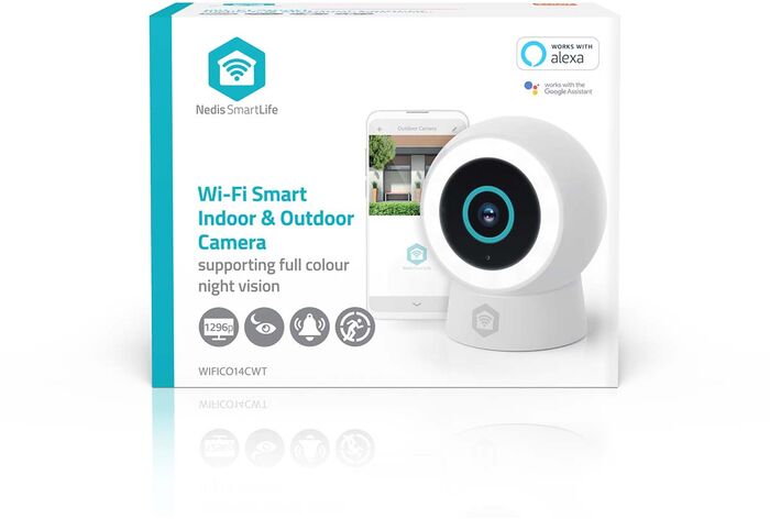 Nedis útiöryggismyndavél m. ljósi Full HD - Hvít