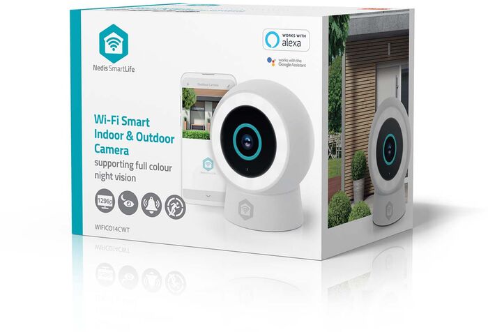 Nedis útiöryggismyndavél m. ljósi Full HD - Hvít