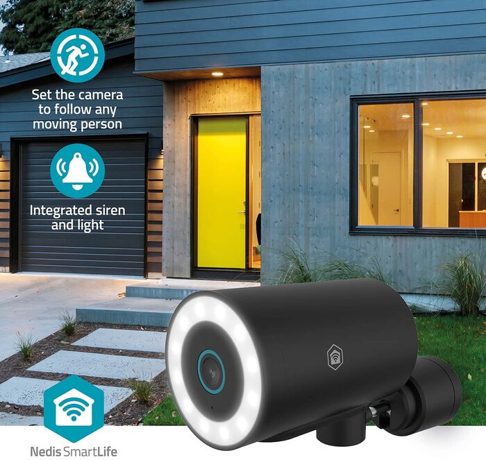 Nedis útiöryggismyndavél m. ljósi 4K