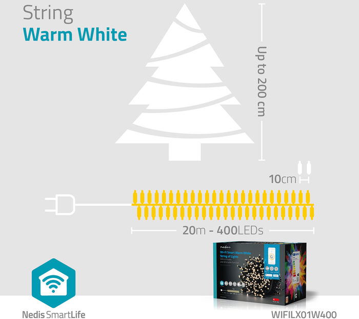 Nedis SmartLife LED snjallsería - 400 ljós, 20 m