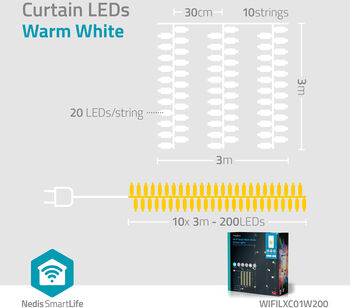 Nedis grýlukerti snjöll ljósasería - 3m