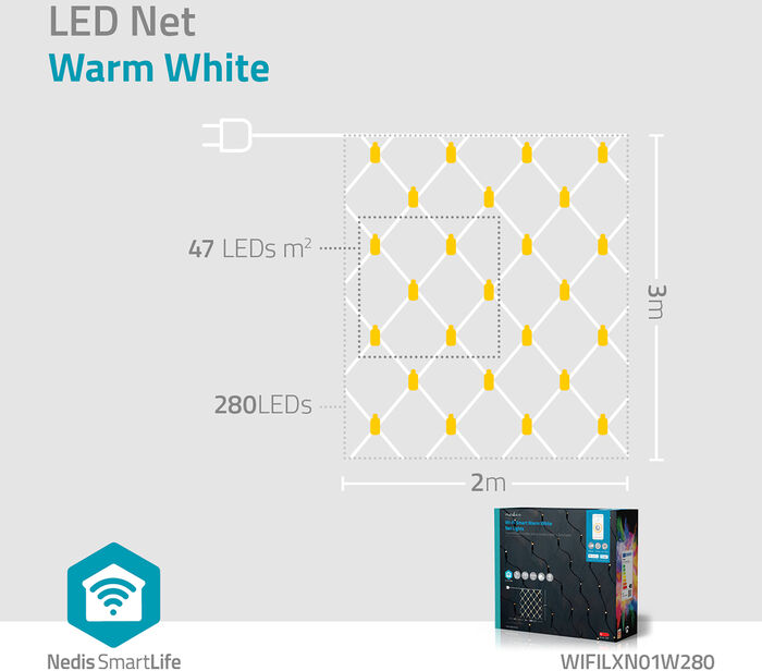 Nedis snjöll netaljósasería - 3x2m
