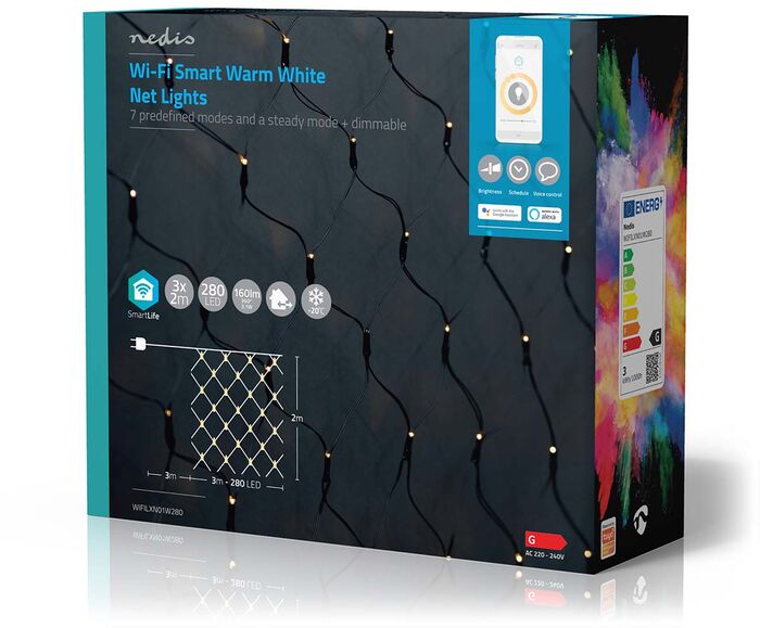 Nedis snjöll netaljósasería - 3x2m