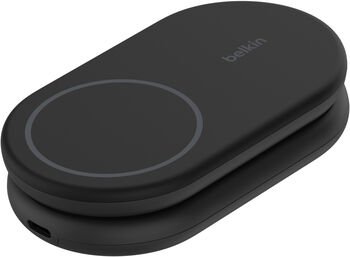 Belkin BoostCharge 2-í-1 15W Qi2 þráðlaus hleðslustandur - Svartur