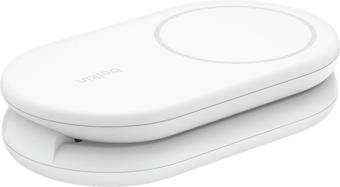 Belkin BoostCharge 2-í-1 15W Qi2 þráðlaus hleðslustandur - Hvítur