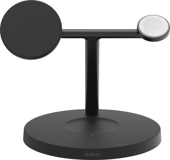 Belkin BoostCharge Pro 3-í-1 15W Qi2 Þráðlaus hleðslustandur - Svartur