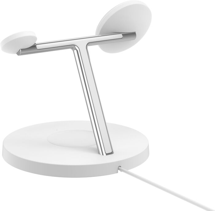 Belkin BoostCharge Pro 3-í-1 15W Qi2 Þráðlaus hleðslustandur - Hvítur