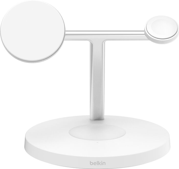 Belkin BoostCharge Pro 3-í-1 15W Qi2 Þráðlaus hleðslustandur - Hvítur