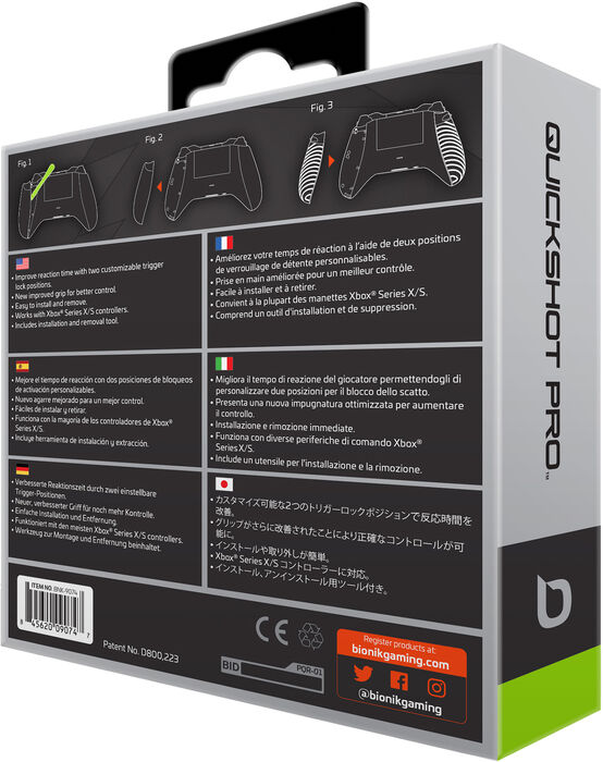 Bionik Quickshot Pro stýripinnagrip fyrir Xbox Series X og S - Hvítt